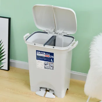 

Plastic Garbage Can Wet and Dry Garbage Classification 25L Japanese Style Step Trash Can Garbage Can Household Taizhou Commodity