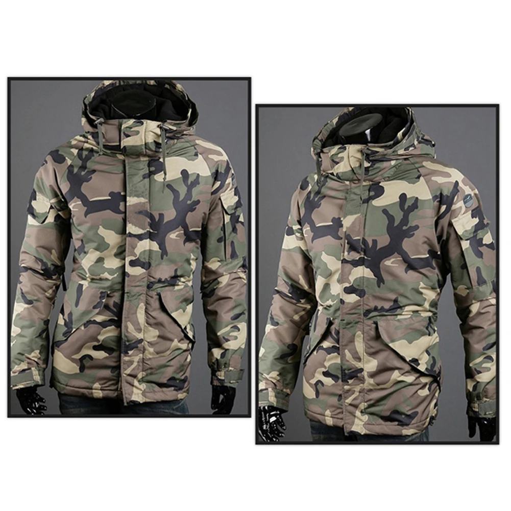 Skup Moda Winter Warm męska kurtka płaszcz zagęścić kamuflaż drukuj kurtka z kieszeniami na zamek długi płaszcz z rękawami na odzież męską