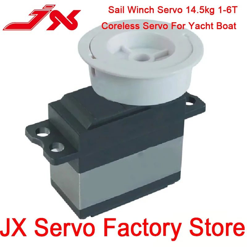 

JX Winch Servo SW6114-6T 14.5kg.Cm 1-6 Turns Metal Gears Coreless Standard Size Sail Servo For RC Yacht Industrial Logistics Use