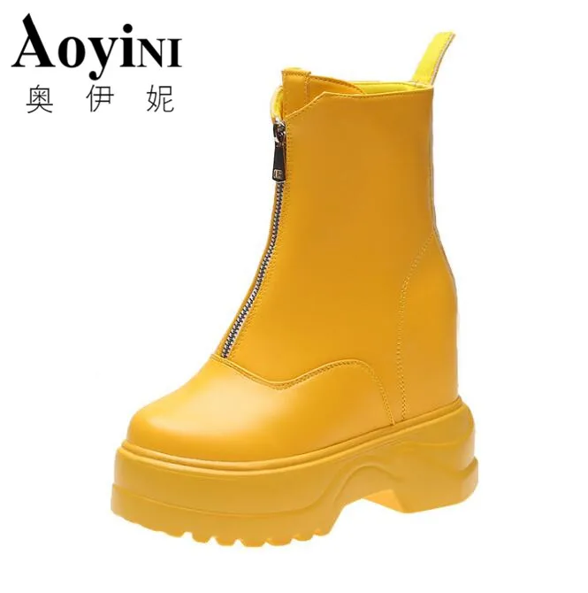 

Women's Rain Boots Waterproof Shoes Woman Water Shoes Rubber Zip PVC Women Boots Sewing Solid Fashion Rainboots