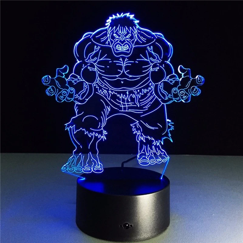 

The Hulk 3d Lamp 7 Color Change Remote Switch Small Night Light Colored Lights Atmosphere Lamp Bedroom Light For Gift