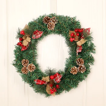 

Christmas Decoration Green PVC Garland Pine Cone Home Decoration Christmas Wreath YU-Home
