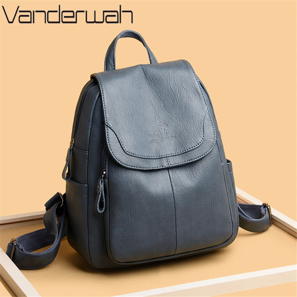 Women Large Capacity Backpack Purses High Quality Leather Female Vintage Bag School Bags Travel Bagpack Ladies Bookbag Rucksack_voghion.com