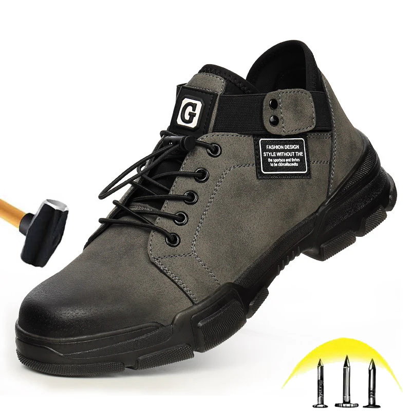 

Fashion Safety Work Shoes Anti-smashing Steel Toe Shoes Lightweight Breathable Anti-piercing Soft Bottom Men Casual Sports Shoes