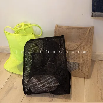 

2020 NEW Lightweight Mesh Bag Big Capability Women Messerger Bags Toy Tool Storage Collection Pouch Tote Mom Baby Beach Bag
