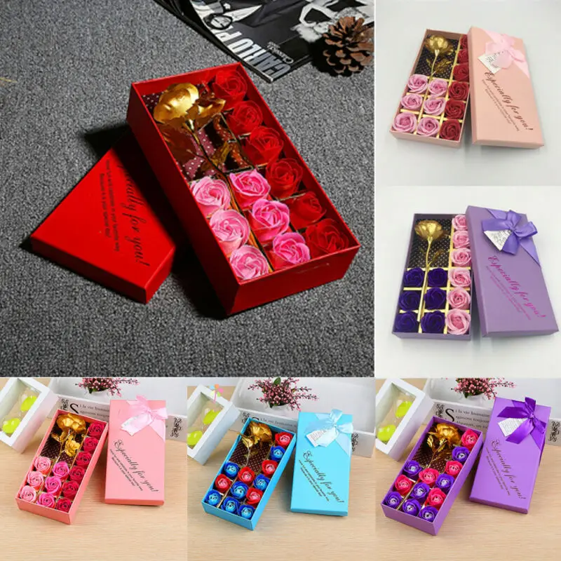 

12pcs Rose Bath Soap Flower Petal With Gift Box For Wedding Party Girls Gift Wedding Gifts Boxes Valentine's Day Gift Box