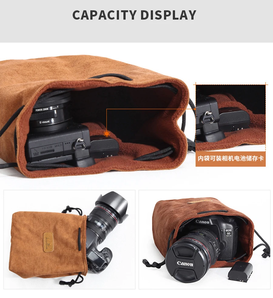 Мягкая тканевая сумка для камеры защитный чехол для Canon Nikon sony Pentax DSLR& беззеркальная камера и объективы M50 A6400 X-T20 70-200L