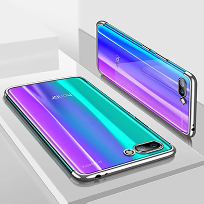 Чехол с металлическим эффектом для Honor 10 светильник 9 Lite Honor 8 Pro 7A 7C 6C Примечание 10 играть мягкий TPU чехол для Honor 8X 7X 8A вид 20 10 Lite - Цвет: Silver