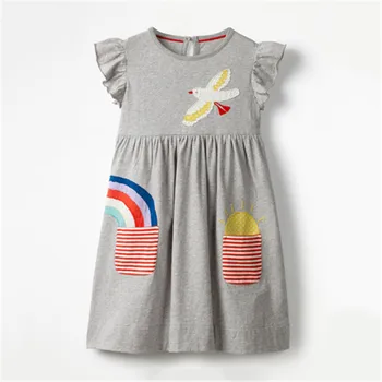 

Little Maven 2020 Summer New Short sleeve Kids Girls Clothes Children girl Cute Embroidery Sun Rainbow dress Dresses 2-7 Years