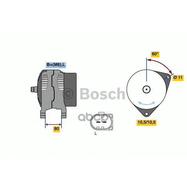 Генератор 14v, 110a 0986080060 Bosch арт. 0986080060