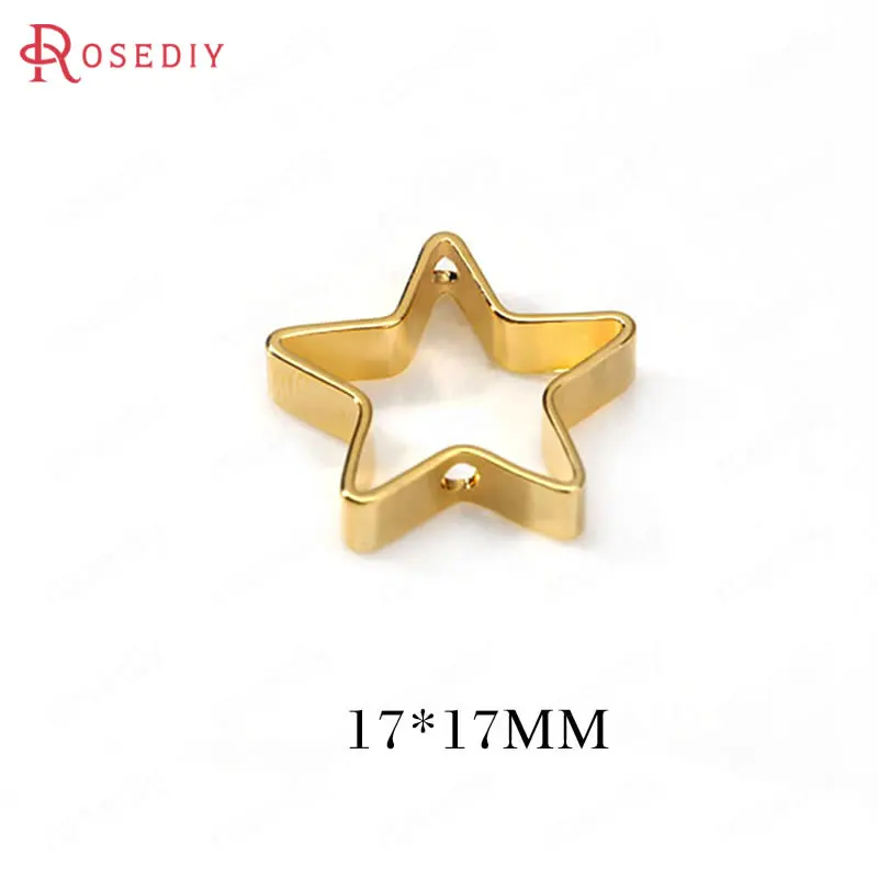 (F769)10 pieces 17mm 24K Gold Color Brass Star Shape Circle Connect Charms Pendants High Quality Jewelry Findings Accessories | Украшения и