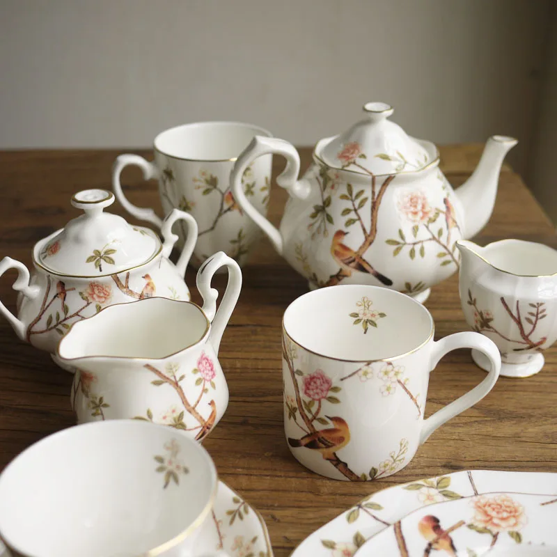 High-end Bone China Flowers and Bird Tea Set/Cup/Plate | Дом и сад