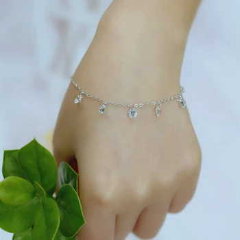 

Bijoux Luxury Brand Silver Color Crystal Tassel Beads Bracelets for Women Bridal Wedding Jewelry