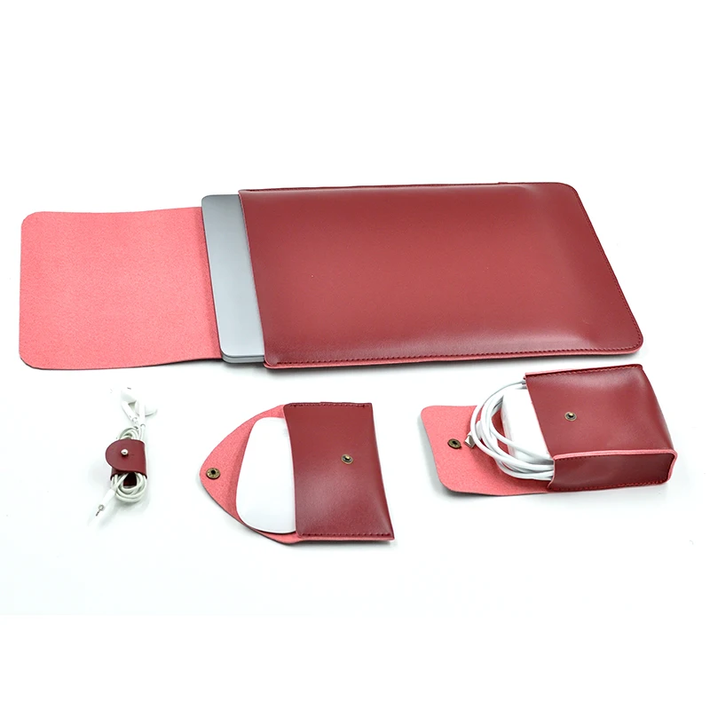 Bolsa para Laptop em Couro Microfibra Terno Combinado Bolsa Ultra Fina para Computador Manga para Macbook Pro m1 Retina e Air 13 14 15 16 - Imagem 5
