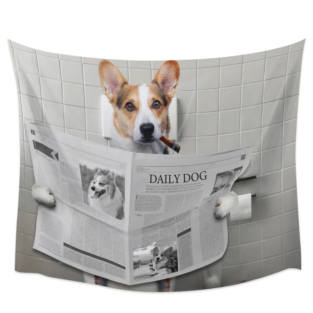 Животные корги газета для чтения Забавный гобелен настенный гобелены чехол
