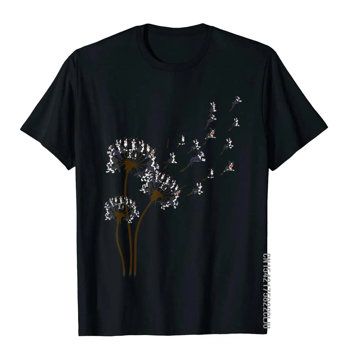 Boston Terrier Flower Fly Dandelion Boston Terrier Funny Dog T-Shirt__97A3661black