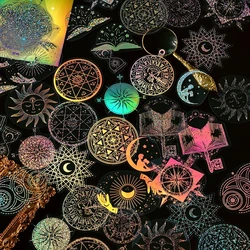 45 pièces d'autocollant pour le bricolage et la décoration à faire soi même, étiquettes Scrapbook rétro avec motif de licorne et de nuit étoilée, pour le journal intime, estampage à chaud 
