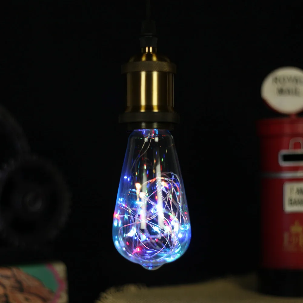 

ST64 Copper Lamp Edison Bulb Color Flash RGB Color Flash LED Bulb Lamp AC85-265V 3W