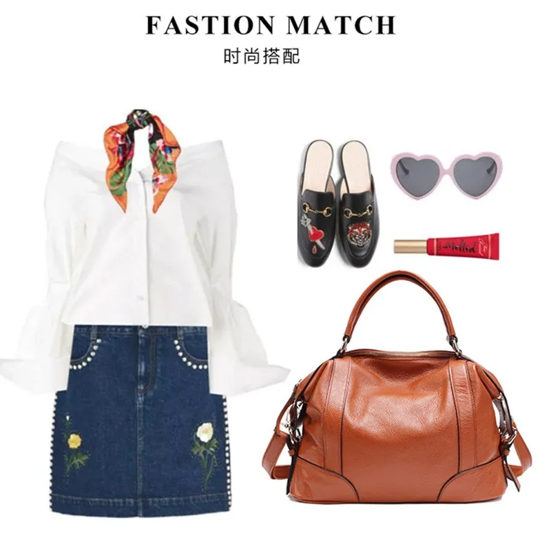 Genuine Leather Women Handbags Soft Natural Leather Daily Bag Top Grade Women Shoulder Bags High Quality Handbag