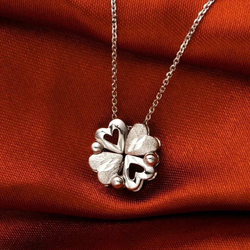 Lucky Platinum PT950 белый настоящий однотонный Золотой 4 листный клевер подвеска