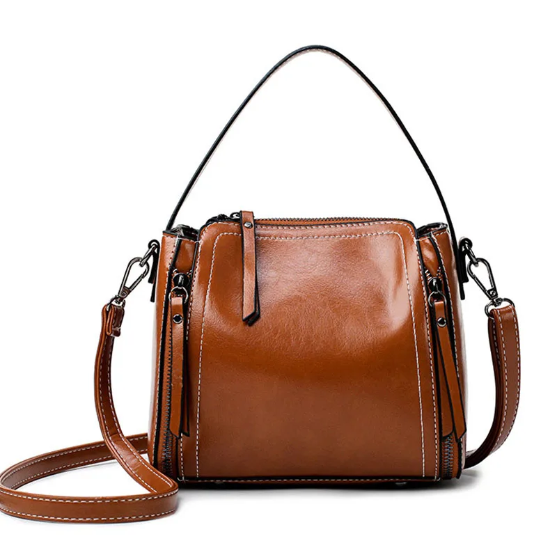 

Women's Handbag The New Fashion Women's Bag Retro Wild Crossbody Bags Oil Wax Zipper Messenger Shoulder Bags