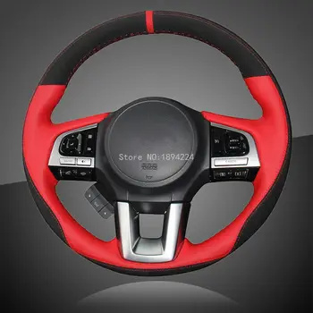

Hand Sewing Black Red Leather Car Steering Cover for Subaru Legacy 2016 Outback