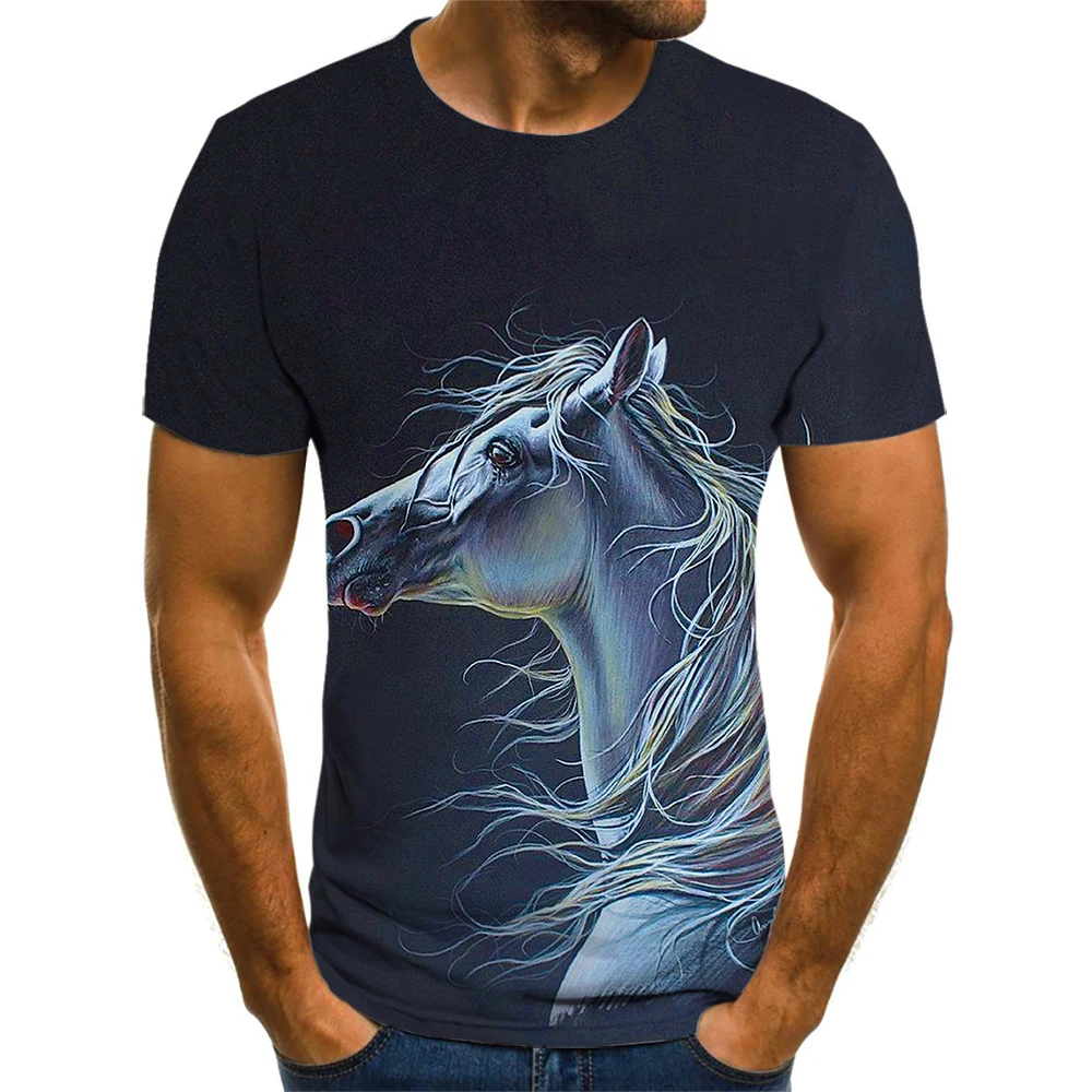 2021 New Fashion Animal 3D Sketch Design Short Sleeve Cool Print Top Fashionable Simple And Generous Personalized T-Shirt | Мужская