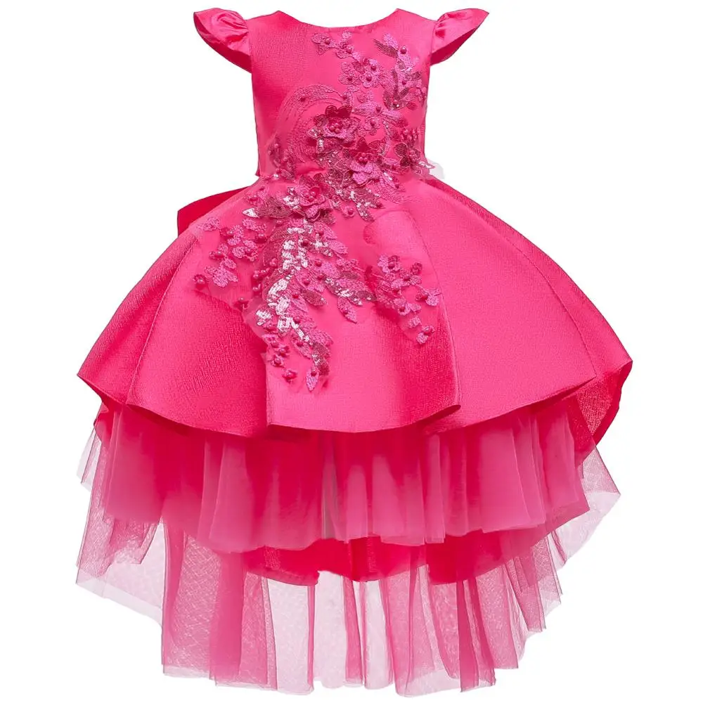 Детское платье с цветочным узором для девочек; платье принцессы; костюм для девочек; Свадебные Платья с цветочным узором для девочек; праздничное платье; vestidos - Цвет: Mei Red