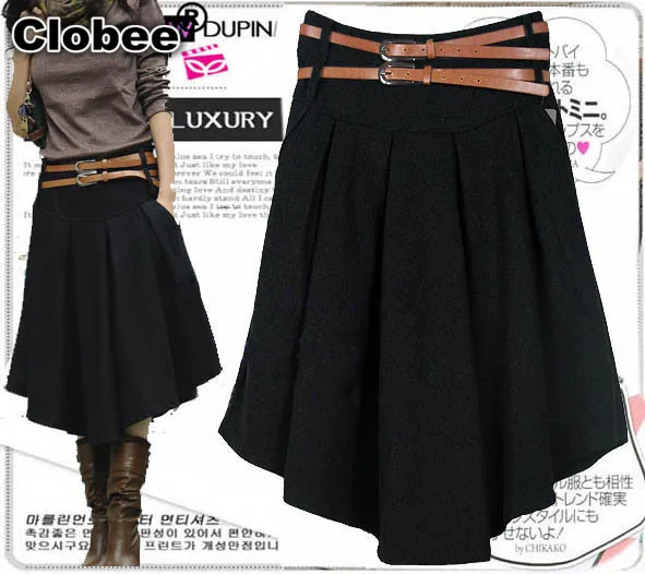 Летняя Зимняя шерстяная юбка для женщин, плюс размер, средняя длинная юбка, высокая талия, плиссированная юбка, черная, Серая шерстяная юбка женская распродажа, Sociais