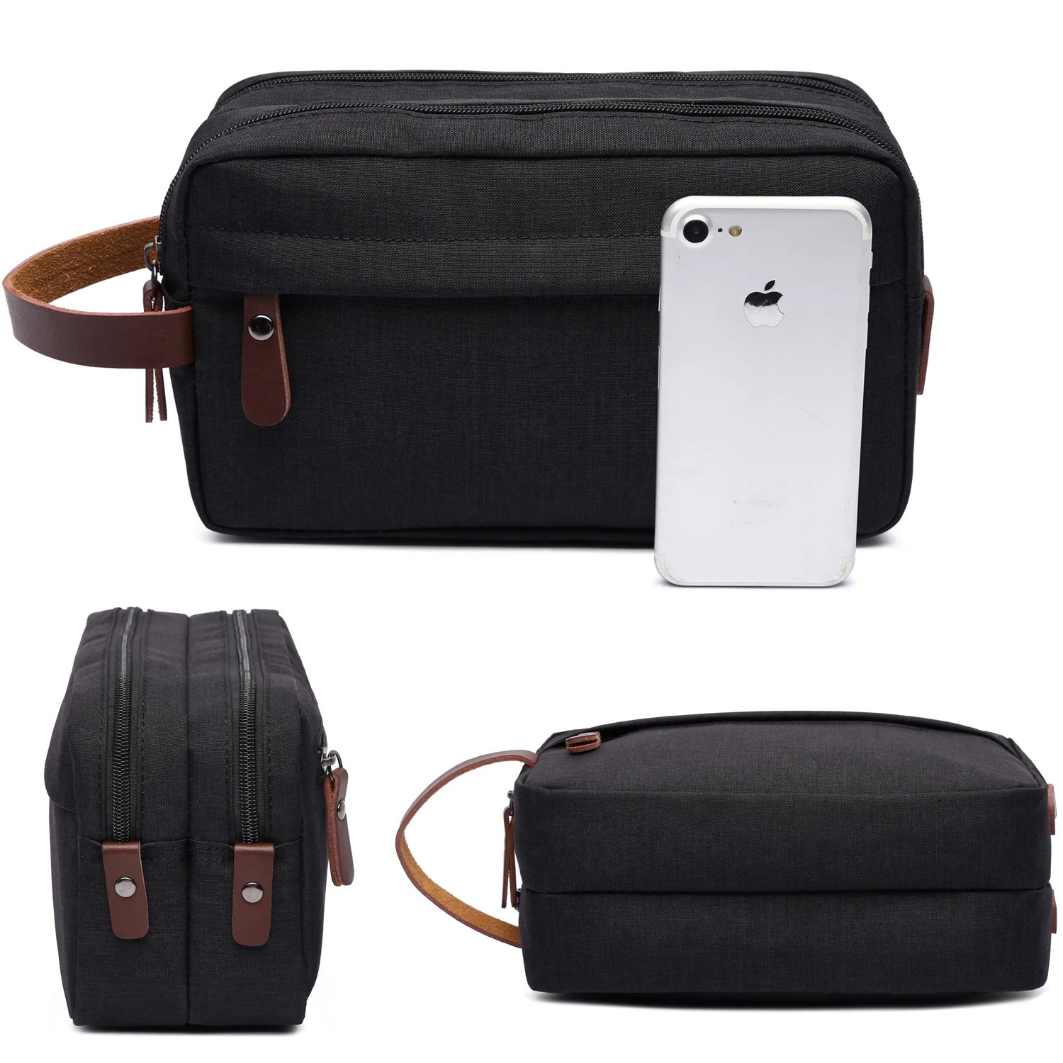 Soperwillton Men's Toiletry Bag Travel Dopp Kit Bathroom Shaving Organizer for Toiletries Overnight Organizer Bag #T2