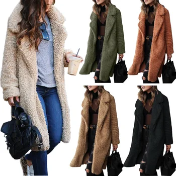 

Women's woolen coat autumn and winter coats European and American mid-length long-sleeved