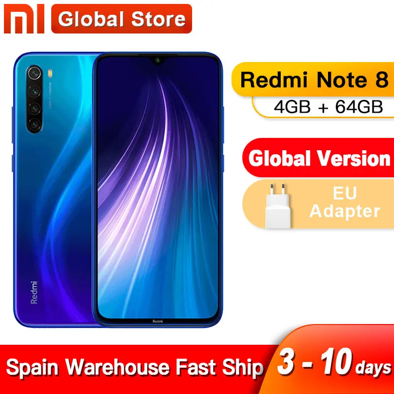 Международная глобальная версия смартфона Xiaomi Redmi Note 8, 4 Гб 64 ГБ, Восьмиядерный процессор Snapdragon 665, 6,3 дюйма, 4 камеры 48 МП|Смартфоны и мобильные телефоны| | АлиЭкспресс
