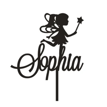 

Custom Fairy Birthday Party cake topper, Fairy cup gold glitter cake topper,Personalized Party Decor For Birthday cake topper