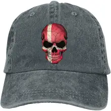 Мужская и Женская Бейсболка с датским флагом и черепом, джинсовая кепка для папы, Кепка для водителя грузовика