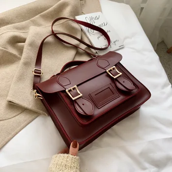 

Vintage Square Tote bag 2020 Fashion New High quality PU Leather Women's Designer Handbag College style Shoulder Messenger Bag