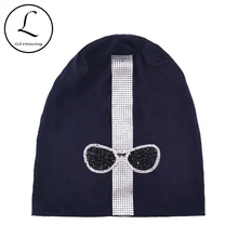 Стразы, Хлопковые женские шапки бини, шапки для осени и зимы, женские, мужские, очки, громоздкие, Skuilles Bonnet cap gorros mujer invierno