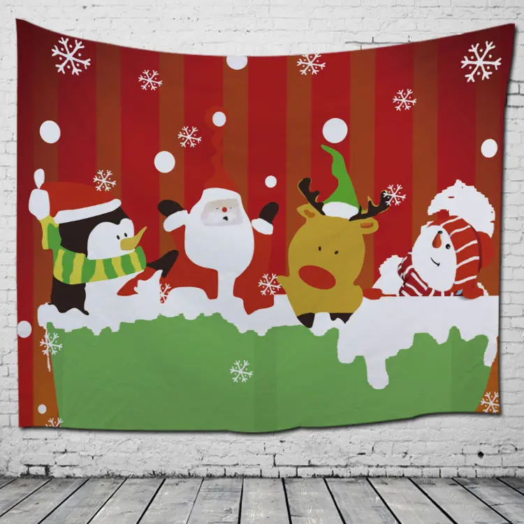 Веселый год с Рождеством HD гобелены Санта Клаус настенный гобелен Пейзаж украшения для дома шаль JDTAC32 - Цвет: Армейский зеленый
