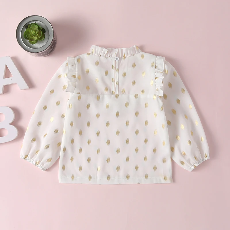 Новая весенне-осенняя блузка из хлопка одежда с цветочным рисунком для девочек Детская школьная рубашка с длинными рукавами для девочек топы для детей, От 2 до 6 лет футболки для маленьких девочек