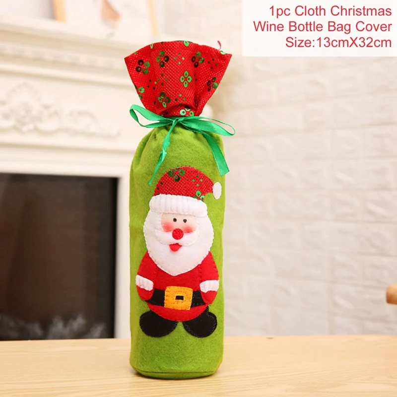 Navidad рождественские украшения для домашнего стола, Рождественская скатерть, прямоугольный Рождественский Декор, новогодняя - Цвет: bottle cover 1