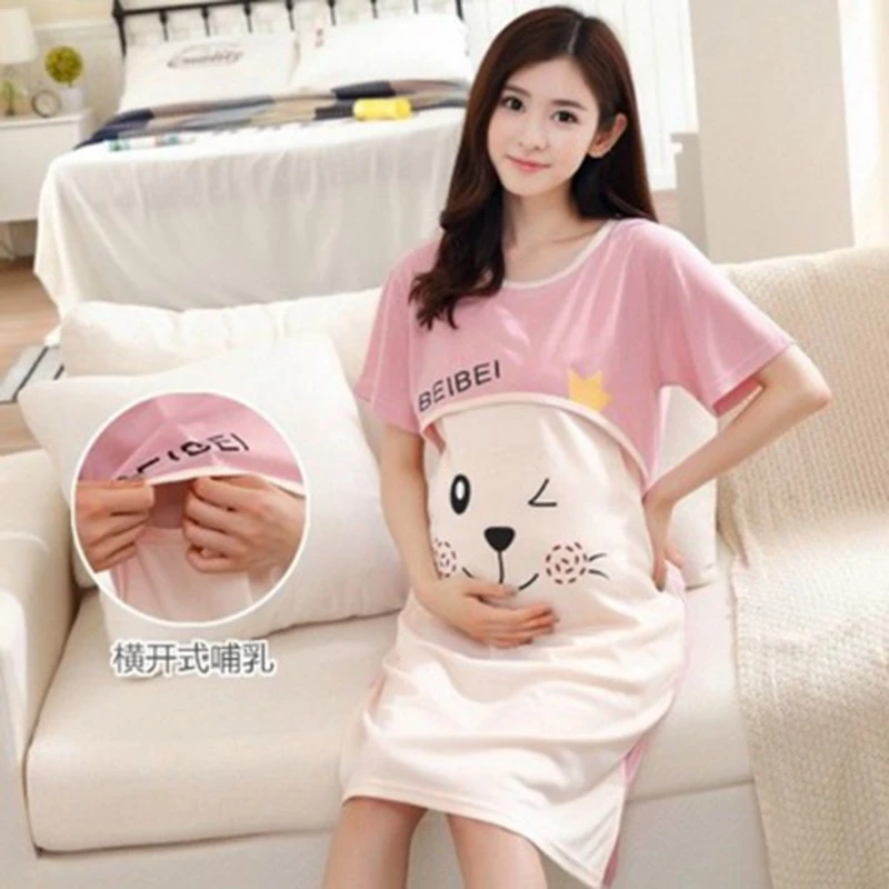 Maternity Breastfeed Nightgowns Nursing Nightwear Pregnancy Mothers breastfeeding nightgown maternity nightgown set