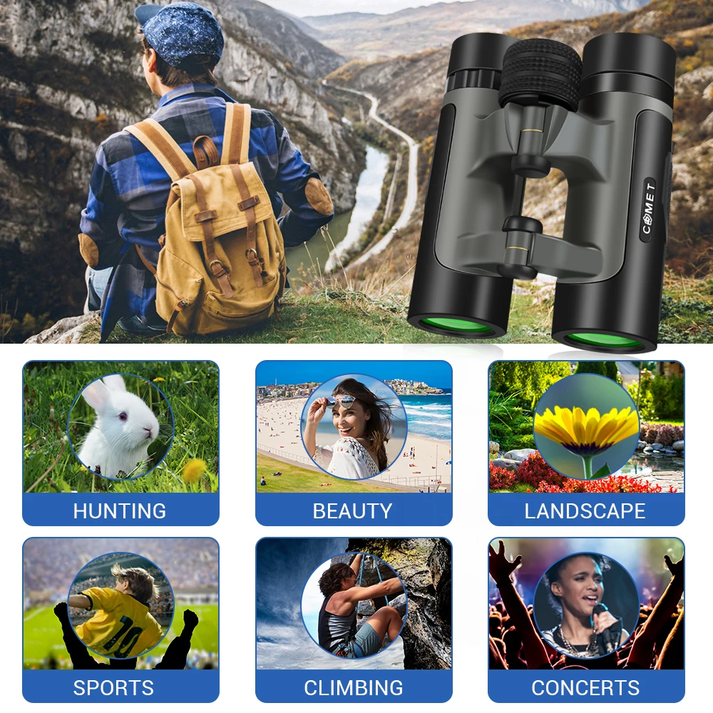 Ultra hd Binóculos Leve à Prova Dlightpeso Água Poderoso Bak4 Telescópio para Observação de Aves Caça Acampamento 10x25 Telescópio e binóculos 10 Telescópio e binóculos