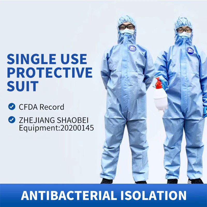 

Disposable Protective Suit Hooded Suit Breathable Medical Safety Protective Clothing Blue Protective Suit for Men Women