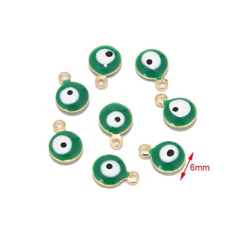 6mm Green Gold 20 шт золотые бусины от сглаза из нержавеющей стали 6 мм/8 мм бусины от сглаза для браслета для ожерелья для ножного браслета - Окраска металла: 6mm Green Gold