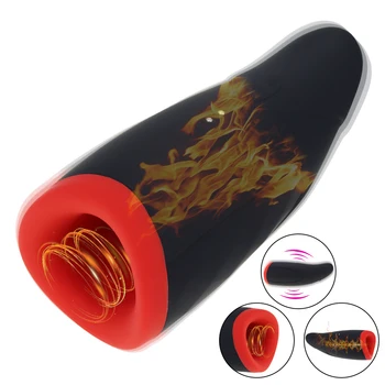 Male Masturbator Electric Masturbation Cup with 7 Powerful Thrusting Modes Vagina Oral Sex Toys for Men Heatable Penis Trainer