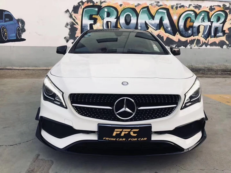 Для Mercedes Benz cla Class cl45 AMG спортивная версия- глянцевый черный передний бампер спойлер для губ разветвители Canards вентиляционные отверстия 8 шт
