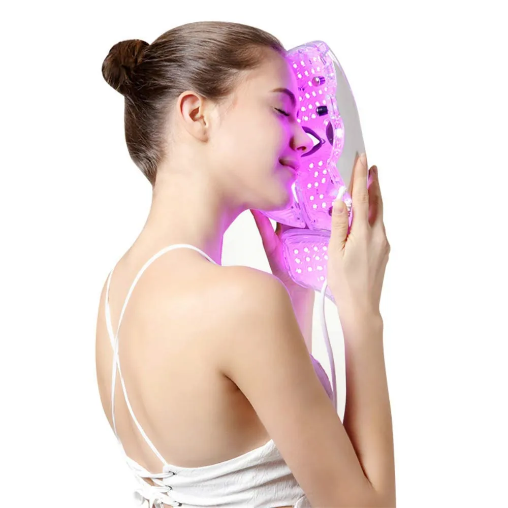 Светодиодный фотонный светильник для лица, маска для красоты и омоложения кожи, 7 цветов, маска для лечения морщин и акне, инструмент для подтягивания кожи