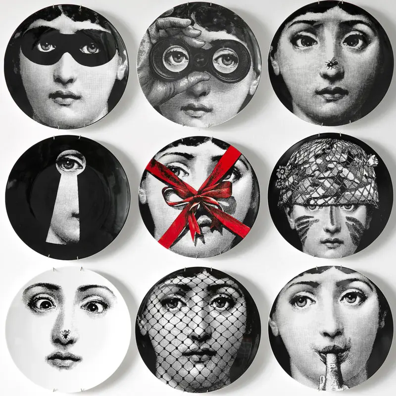 Модные Fornasetti Керамика Декор десерт лоток Европы гироборд с колесами 8 дюймов пластины декоративный подвесной плиты украшение дома декоративные настенные блюда