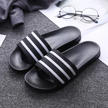 

Fashion Summer New Men Women Striped Slippers Flat Soft Home Indoor Shoes Outside Beach Flip Flops Couple Casual Slides Sandals