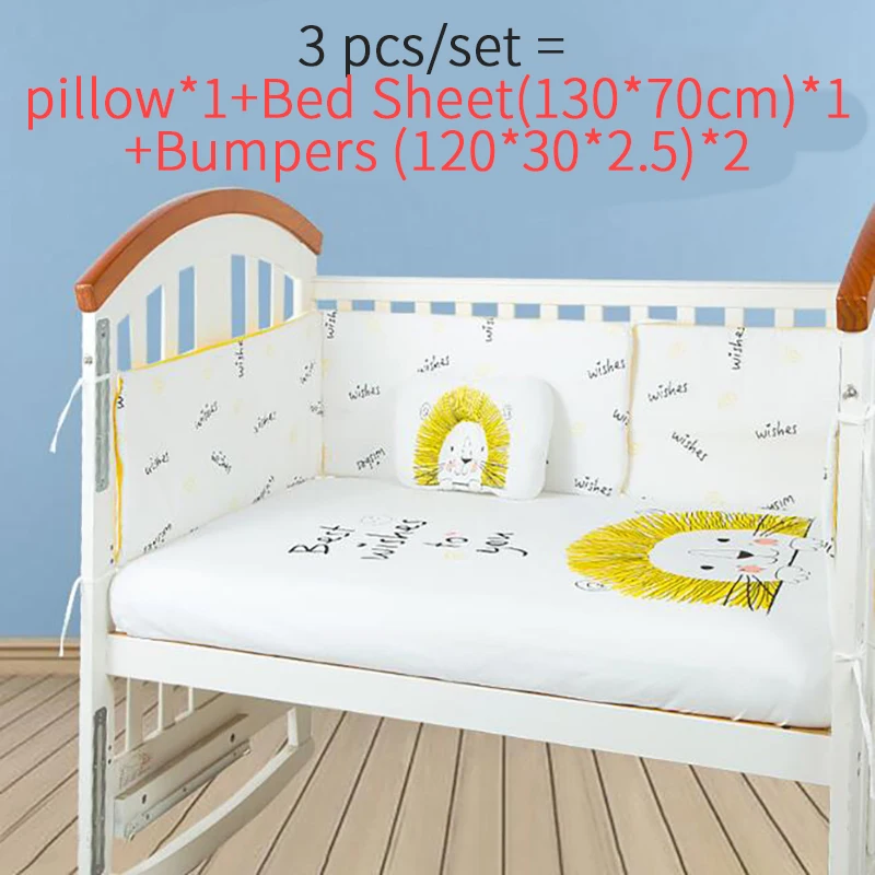 BMT078G-3 pcs-set 3 шт./компл. Набор для детской кроватки Постельное белье бамперов подушка чехол для матраса 130*70 см печать кроватки хлопок постельное белье для подарка BMT078 - Цвет: BMT078G-3 pcs-set