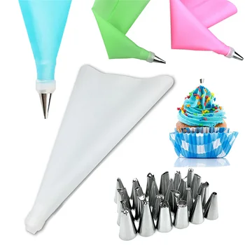 

26Pcs 24 Nozzle Set DIY Icing Piping Cream Baking Accessories Reusable Cake Decorating Tools Silicone Pastry Bag Food Grade